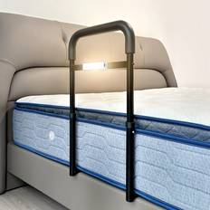 Walkers Branded C1 bed rails for elderly adults safety, adjustable heights bed cane, non-slip er Black Medium with light