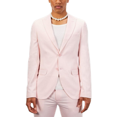 Linen - Men Blazers boohooMAN Skinny Single Breasted Linen Suit Jacket - Light Pink