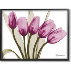 Stupell Industries Contemporary Pink Tulips Black Framed Art 20x16"