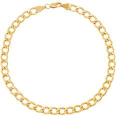 Italian Gold Beveled Crub Chain Bracelet - Gold