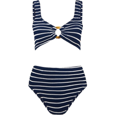 Blue - Women Bikinis Hunza G Nadine Stripe Bikini - Navy/White