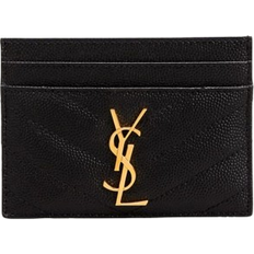 Saint Laurent YSL Monogram Card Case in Grained Leather - Black