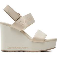 Calvin Klein Sandaletten Calvin Klein Jeans Women WEDGE SANDAL WEBBING IN MTL, Creamy White/Eggshell