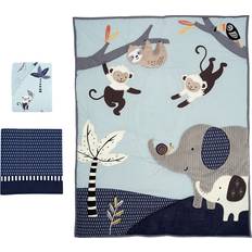 Fabrics Lambs & Ivy Jungle Party Elephant/Monkey Baby Crib Bedding Set 3pcs 28x52"