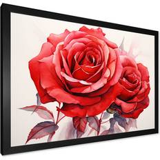 Design Art Red Roses Resonance Black Framed Art 32x24"