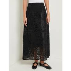 Midi Skirts - Polyester Misook Lace Line Skirt Black