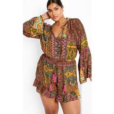 City Chic Women Jumpsuits & Overalls City Chic Plus Erica Print Romper Kaleidoscope