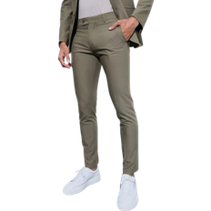 boohooMAN Skinny Fit Cropped Suit Trousers - Khaki