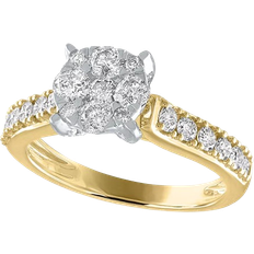 Macy's Cluster Engagement Ring - Gold/White Gold/Diamonds
