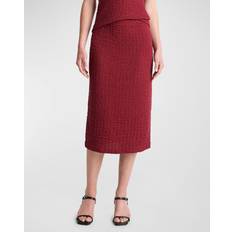 Midi Skirts - Red Vince Smocked Skirt, Raspberry