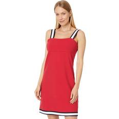 Red - Short Dresses Tommy Hilfiger Women's Striped-Strap French Terry Sneaker Dress Scarlet