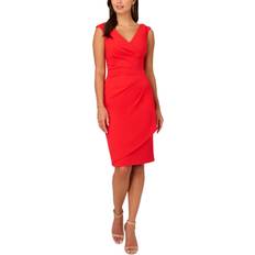 Adrianna Papell Red Dresses Adrianna Papell Pleat Crepe Sheath Dress