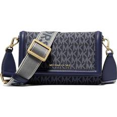 Michael Kors Jet Set Small Logo Print Woven Smartphone Crossbody Bag - Admrl/Plblue