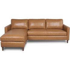 Joss & Main Upholstered Chaise L-Sectional Brown Split Leather Sofa 99" 2 3 Seater