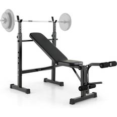 Costway Adjustable Weight Bench and Barbell Rack Set with Weight Plate Post