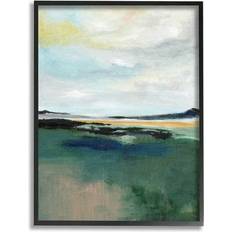 Stupell Modern Cloudy Distant Beach Shore Black Framed Art 24x30"