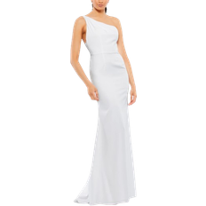 Mac Duggal One Shoulder Jersey Mermaid Gown - White