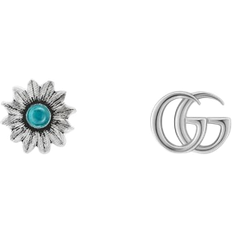 Gucci Double G Flower Stud Earrings - Silver/Topaz