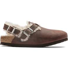 Birkenstock Damen Holzschuhe Birkenstock Damen-Clogs Tokio Shearling Oiled Leather Marron