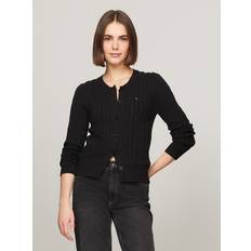 Tommy Hilfiger Women Cardigans Tommy Hilfiger Women's Long-Sleeve Solid Cable Knit Cardigan Black