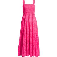 Lilly Pulitzer Hadly Smocked Maxi Dress - Roxie Pink Poly Crepe Swirl Clip