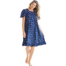 Nightgowns Dreams & Co. Plus Short Floral Print Cotton Gown Evening blue flowers Large