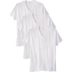 Hanes White Base Layers Hanes Men's Big & Tall Stretch Cotton 3-pack V-Neck Undershirt in White Size 6XT