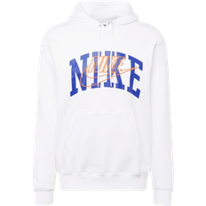 Nike Men's Club Fleece Pullover Hoodie - White/Safety Orange