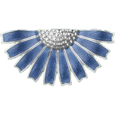 Georg Jensen Daisy Half Flower Brooch - Silver/Blue