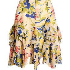 Short Skirts Ralph Lauren Floral Ruffle Trim Georgette Skirt - Cream/Blue Multi