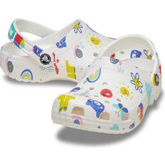 Crocs Sandaler Crocs White Multi Toddler Classic Doodle Print Clog Shoes