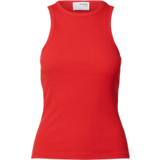 L - Røde Singleter Selected Rib Tank Top - Flame Scarlet