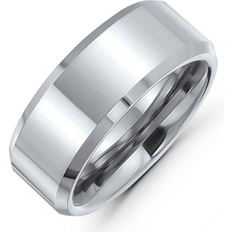 Bling Jewelry Beveled Edge Matte Couples Wedding Band Ring - Silver