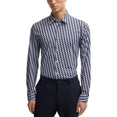 Hugo Boss M - Men Shirts Hugo Boss Men's Printed Slim-Fit Dress Shirt Navy