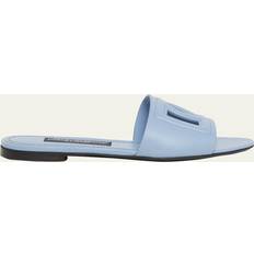 Dolce & Gabbana Slides Dolce & Gabbana Calfskin Sliders Woman Light Blue Leather