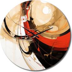 Design Art Conversations of The Earth Dynamic Shapes V Red/Black&Brown Wall Clock 29"