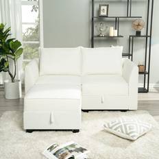 Ebern Designs Mansor Modern White Sofa 61.2" 2pcs 2 Seater