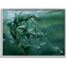 Stupell Industries Underwater Dolphins And Fish Gray Framed Art 20x16"