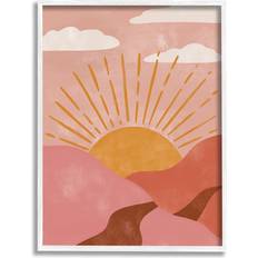 Stupell Industries Boho Desert Sun Setting Beneath Mountain Path White Framed Art 16x20"