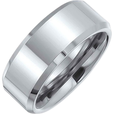 Bling Jewelry Beveled Edge Matte Couples Wedding Band Ring - Silver