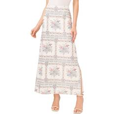 CeCe Women's Floral Print A-Line Maxi Skirt - Egret