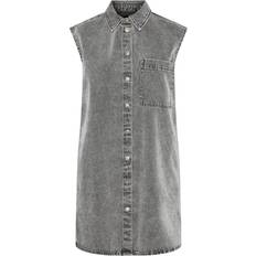 Pieces Abbi Denim Dress - Light Grey Melange