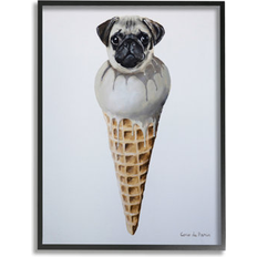 Stupell Industries Pug Ice Cream Cone Black Framed Art 24x30"