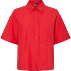 Pieces Milano Short Sleeved Shirt - Poppy Red