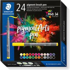 Penseltusjer Staedtler Pigment Brush Pen 371 Fibre Tip Pens with Brush Nib 24-pack