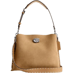 Coach Willow Shoulder Bag With Rivets - Silver/Peanut