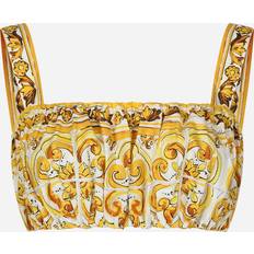 Damen - Gelb Blusen Dolce & Gabbana Majolica print strappy poplin top multicolor