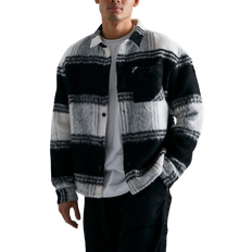 boohooMAN Extreme Heavy Brushed Check Boxy Shacket - Black