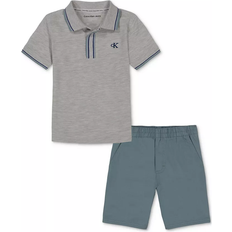 Calvin Klein Little Boy's Heather Pique Polo Shirt & Twill Shorts - Assorted