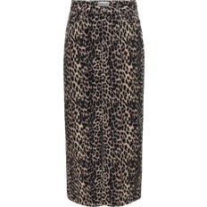 Baumwolle - Lange Röcke Only Anlie Leopard Printed Skirt - Black